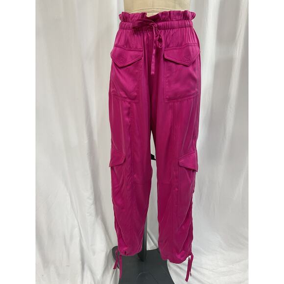 Ganni Washed Satin Pink Pocket Pants Size 38 - Picture 2 of 5